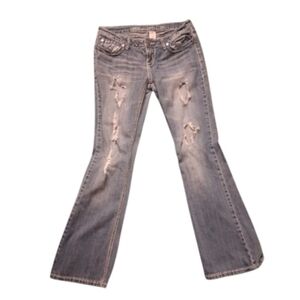 Blue Asphalt Flare Distressed Jeans Size 5